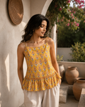 Saffron Buti Peplum Top