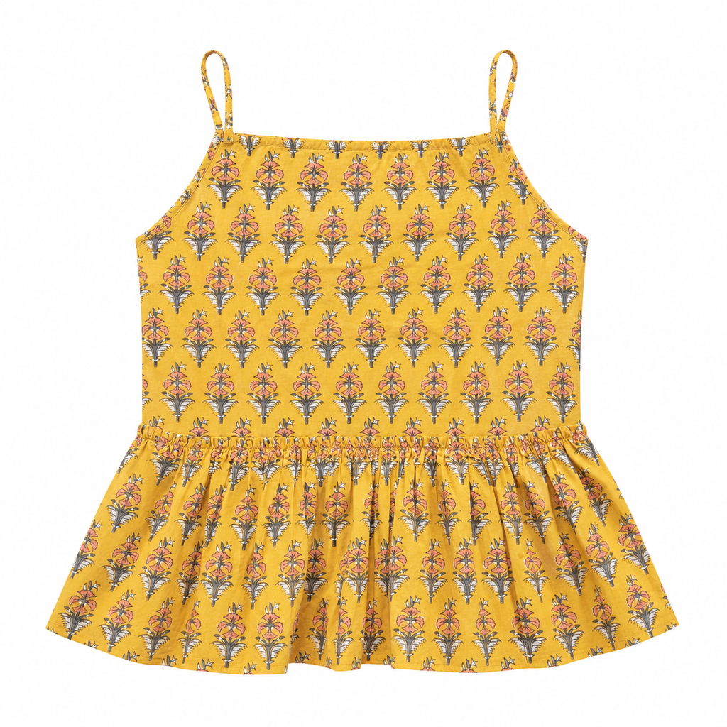 Saffron Buti Peplum Top