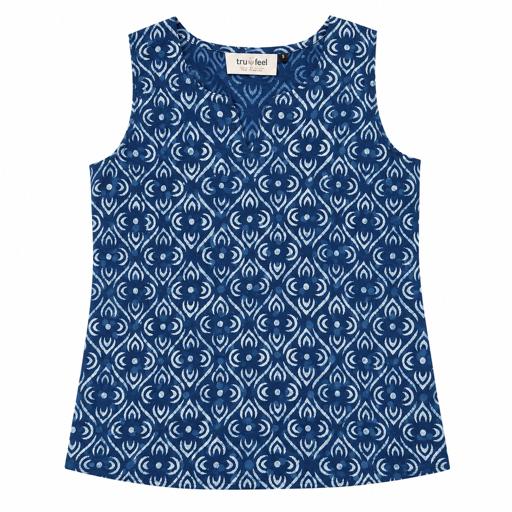 Indigo Jaali Block Print Top