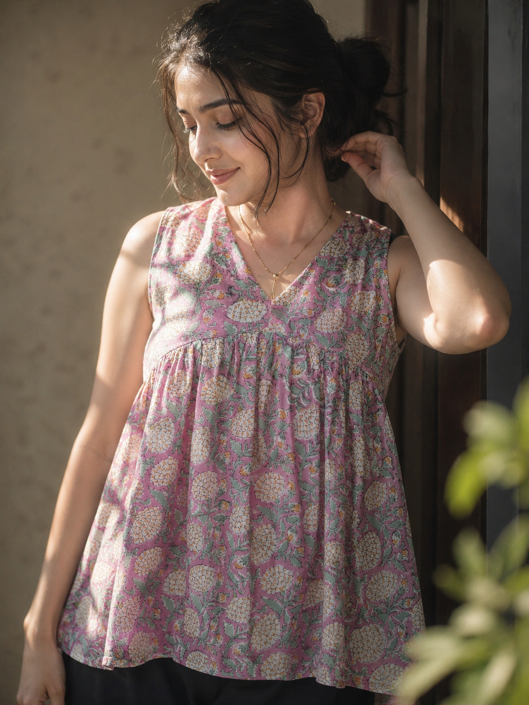 Blush bloom tunic top