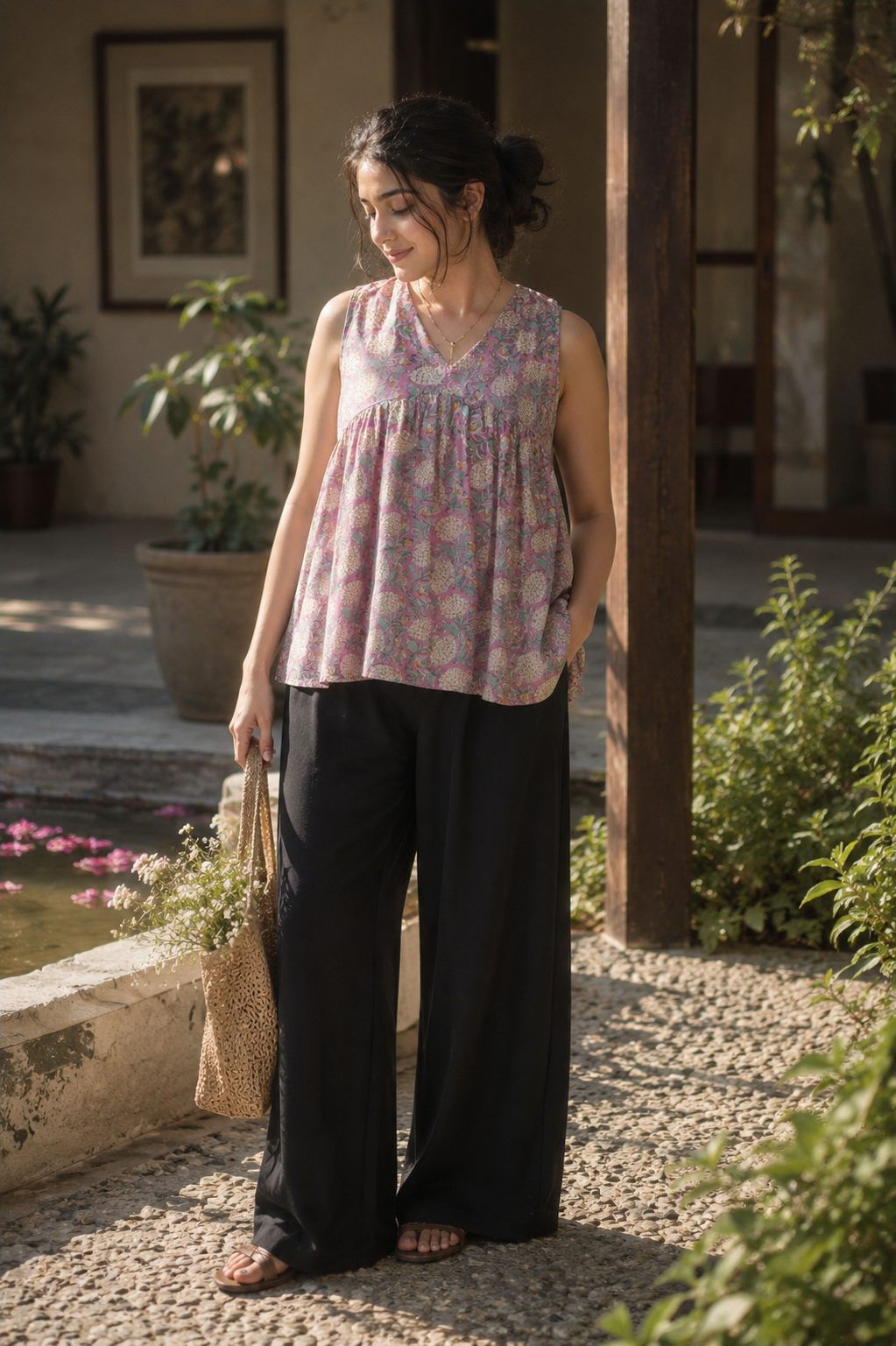 Blush bloom tunic top